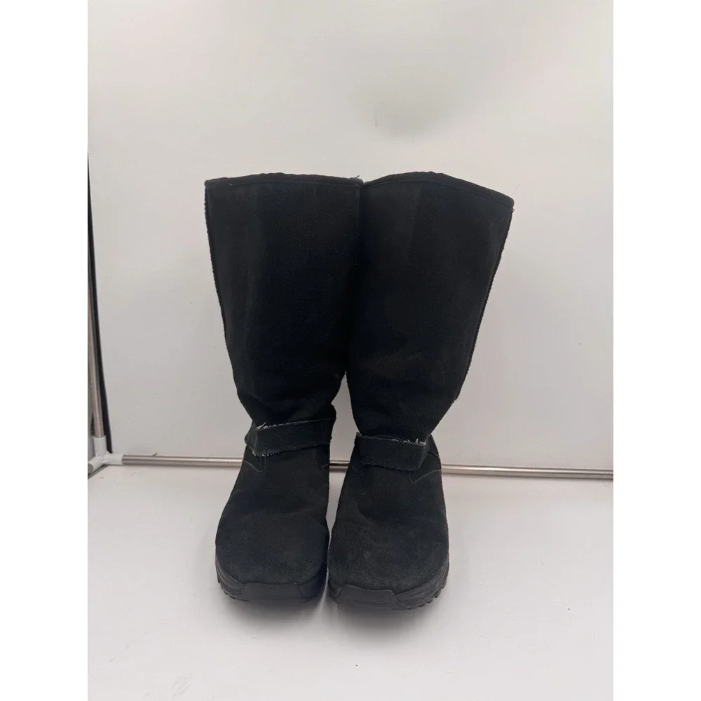 Skechers Shape Ups Avalanche Boots Size 10 Black Faux Fur Lined Calf High Buckle